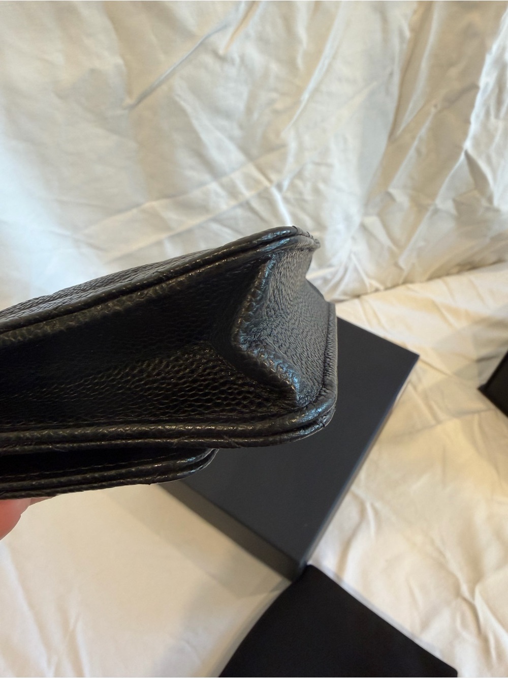 βSOLDβ CHANEL Black Quilted Caviar Leather Wallet On Chain with Gold Hardware - Picture 5 of 12